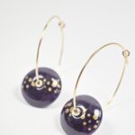 Créoles Virginie perles en verre soucoupe or fin doré acier ixnodaybel boucles d'oreilles chic classe unique créateur