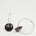 Créoles Virginie perles en verre soucoupe or fin doré acier ixnodaybel boucles d'oreilles chic classe unique créateur