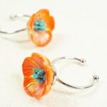 boucles d'oreilles clips oreille non percée collier bracelet réglable fleurs verre filé artisanat printemps bijoux flora marguerite coquelicot bague