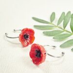 boucles d'oreilles clips oreille non percée collier bracelet réglable fleurs verre filé artisanat printemps bijoux flora marguerite coquelicot bague