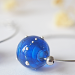 boucles d'oreilles créoles collier galaxie perles en verre filé argent bijoux