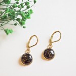 boucles d’oreilles emma perles en verre filé cabochon or doré