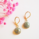 boucles d’oreilles emma perles en verre filé cabochon or doré