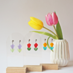 boucles d'oreilles clips oreille non percée collier réglable fleurs verre filé artisanat printemps bijoux tulipe
