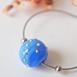 boucles d'oreilles créoles collier galaxie perles en verre filé argent bijoux