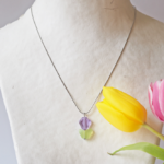 boucles d'oreilles clips oreille non percée collier réglable fleurs verre filé artisanat printemps bijoux tulipe