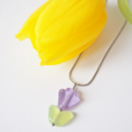 boucles d'oreilles clips oreille non percée collier réglable fleurs verre filé artisanat printemps bijoux tulipe
