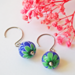 boucles d'oreilles lotus perle en verre filé pendentif fleur pétal artisanat