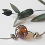 boucles d'oreilles créoles collier galaxie perles en verre filé argent bijoux