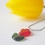 boucles d'oreilles clips oreille non percée collier réglable fleurs verre filé artisanat printemps bijoux tulipe