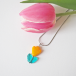 boucles d'oreilles clips oreille non percée collier réglable fleurs verre filé artisanat printemps bijoux tulipe