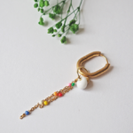 boucles d'oreilles créoles unité asymétrique paulette goutte perle verre filé bijoux fun coloré pampille