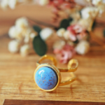 bague réglable emma perles en verre filé cabochon or doré