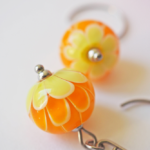 boucles d'oreilles lotus perles en verre filé