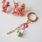 boucles d'oreilles créoles unité asymétrique paulette goutte perle verre filé bijoux fun coloré pampille