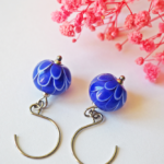 boucles d'oreilles lotus perle en verre filé pendentif fleur pétal artisanat