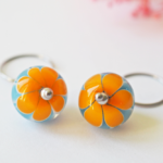 boucles d'oreilles lotus perle en verre filé pendentif fleur pétal artisanat