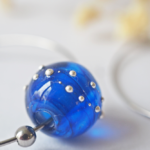 boucles d'oreilles créoles collier galaxie perles en verre filé argent bijoux