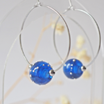 boucles d'oreilles créoles collier galaxie perles en verre filé argent bijoux