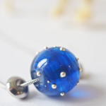 boucles d'oreilles créoles collier galaxie perles en verre filé argent bijoux