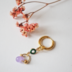 boucles d'oreilles créoles unité asymétrique paulette goutte perle verre filé bijoux fun coloré pampille