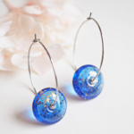 Créoles Virginie perles en verre soucoupe or fin doré acier inoxydable boucles d'oreilles chic classe unique créateur