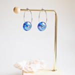 Créoles Virginie perles en verre soucoupe or fin doré acier inoxydable boucles d'oreilles chic classe unique créateur