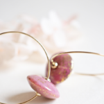 Créoles Virginie perles en verre soucoupe or fin doré acier inoxydable boucles d'oreilles chic classe unique créateur