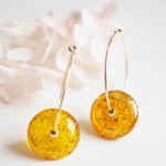 Créoles Virginie perles en verre soucoupe or fin doré acier inoxydable boucles d'oreilles chic classe unique créateur
