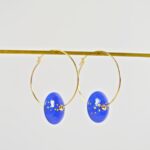 Créoles Virginie perles en verre soucoupe or fin doré acier ixnodaybel boucles d'oreilles chic classe unique créateur
