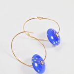 Créoles Virginie perles en verre soucoupe or fin doré acier ixnodaybel boucles d'oreilles chic classe unique créateur