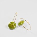 Créoles Virginie perles en verre soucoupe or fin doré acier ixnodaybel boucles d'oreilles chic classe unique créateur