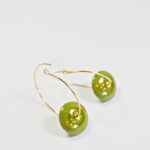 Créoles Virginie perles en verre soucoupe or fin doré acier ixnodaybel boucles d'oreilles chic classe unique créateur