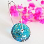 Créoles Virginie perles en verre soucoupe or fin doré acier inoxydable boucles d'oreilles chic classe unique créateur