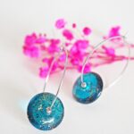 Créoles Virginie perles en verre soucoupe or fin doré acier inoxydable boucles d'oreilles chic classe unique créateur