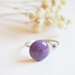 BAGUE réglable cabochons verre filé coloré acier inoxydable CHARLOTTE