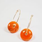 Créoles Virginie perles en verre soucoupe or fin doré acier ixnodaybel boucles d'oreilles chic classe unique créateur