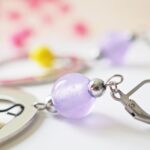 Boucles d'Oreilles NINON - Perle en verre filé - Violet et Jaune