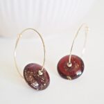 Créoles Virginie perles en verre soucoupe or fin doré acier ixnodaybel boucles d'oreilles chic classe unique créateur