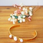 jonc bracelet emma perles en verre filé cabochon or doré