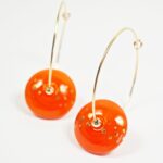 Créoles Virginie perles en verre soucoupe or fin doré acier ixnodaybel boucles d'oreilles chic classe unique créateur