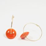 Créoles Virginie perles en verre soucoupe or fin doré acier ixnodaybel boucles d'oreilles chic classe unique créateur