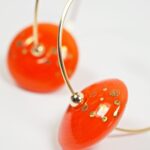 Créoles Virginie perles en verre soucoupe or fin doré acier ixnodaybel boucles d'oreilles chic classe unique créateur