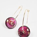 Créoles Virginie perles en verre soucoupe or fin doré acier ixnodaybel boucles d'oreilles chic classe unique créateur