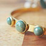 jonc bracelet emma perles en verre filé cabochon or doré