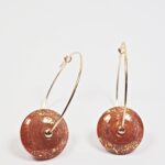 Créoles Virginie perles en verre soucoupe or fin doré acier ixnodaybel boucles d'oreilles chic classe unique créateur