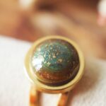 bague réglable emma perles en verre filé cabochon or doré