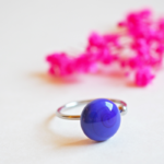 BAGUE réglable cabochons verre filé coloré acier inoxydable CHARLOTTE