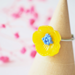 boucles d'oreilles clips oreille non percée collier bracelet réglable fleurs verre filé artisanat printemps bijoux flora marguerite coquelicot bague