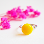 BAGUE réglable cabochons verre filé coloré acier inoxydable CHARLOTTE